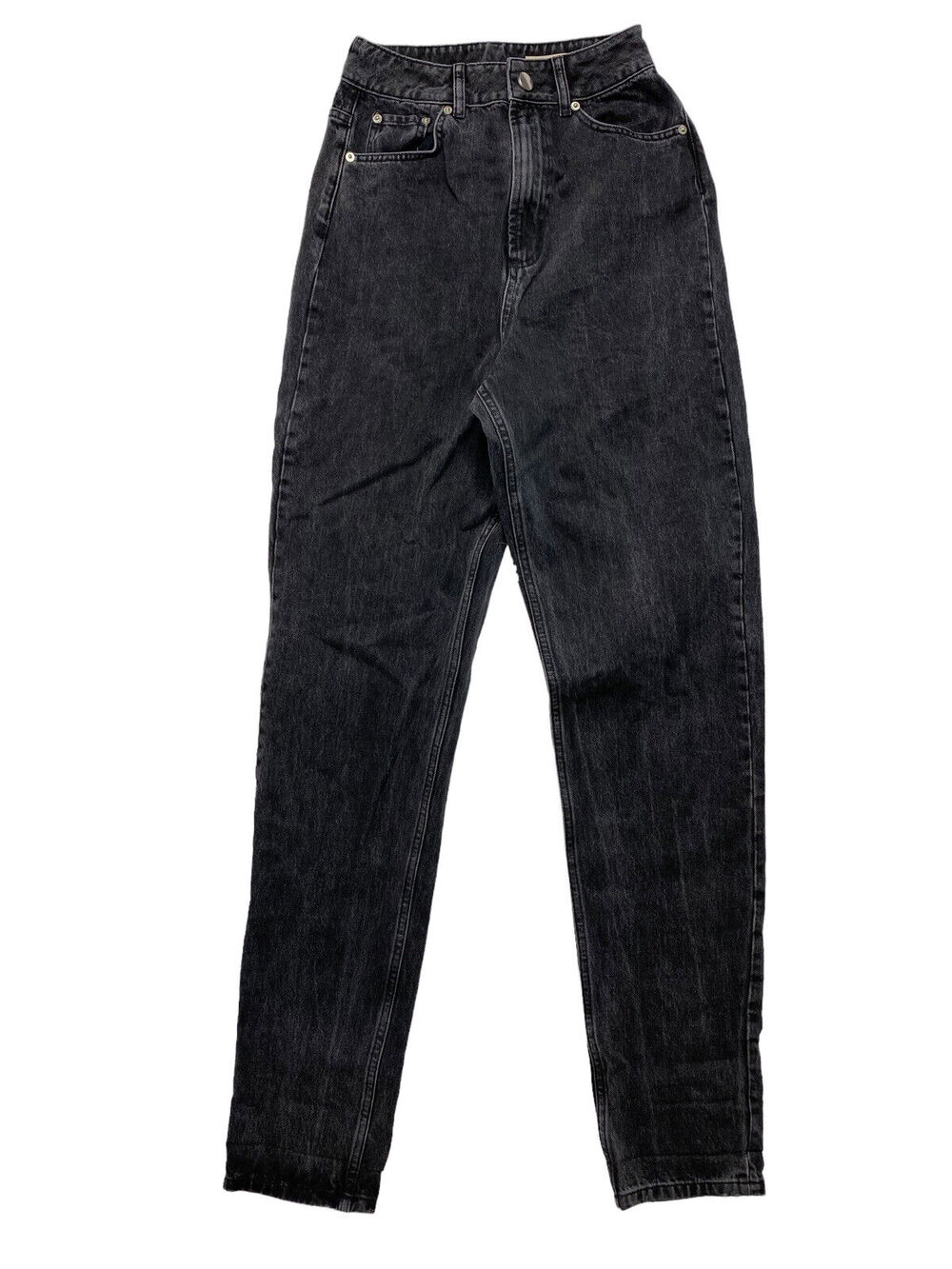 ASOS DENIM Mens Charcoal Wash Jeans Size 26 x 36 High Rise Black Tapered